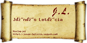 Jónás Letícia névjegykártya